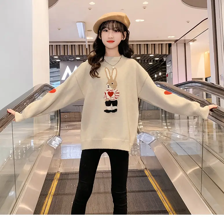 Girls' Winter Rabbit Cartoon Sweater Base Shirt — feature 22