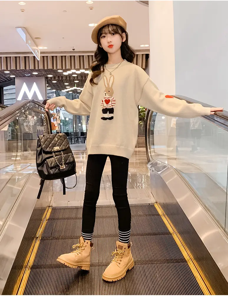 Girls' Winter Rabbit Cartoon Sweater Base Shirt — feature 24