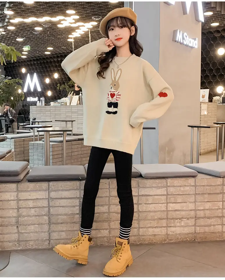 Girls' Winter Rabbit Cartoon Sweater Base Shirt — feature 26
