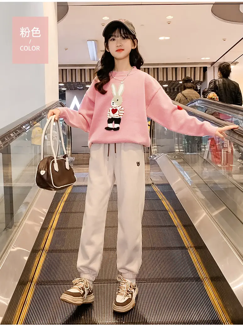 Girls' Winter Rabbit Cartoon Sweater Base Shirt — feature 27
