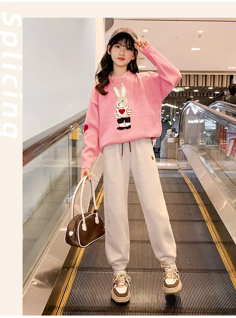 Girls' Winter Rabbit Cartoon Sweater Base Shirt — feature 28