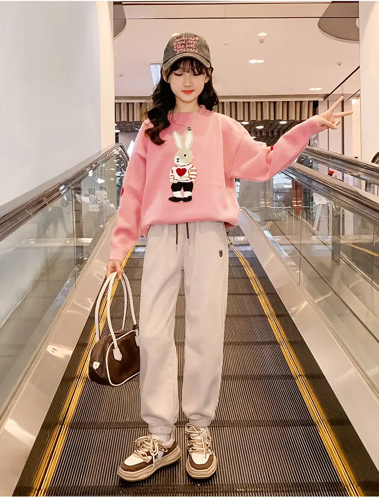 Girls' Winter Rabbit Cartoon Sweater Base Shirt — feature 29