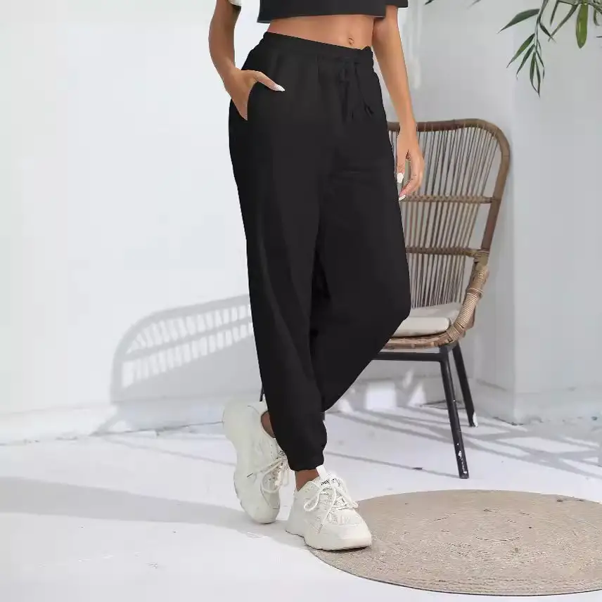 Black Fleece Lined Jogging Pants for Women