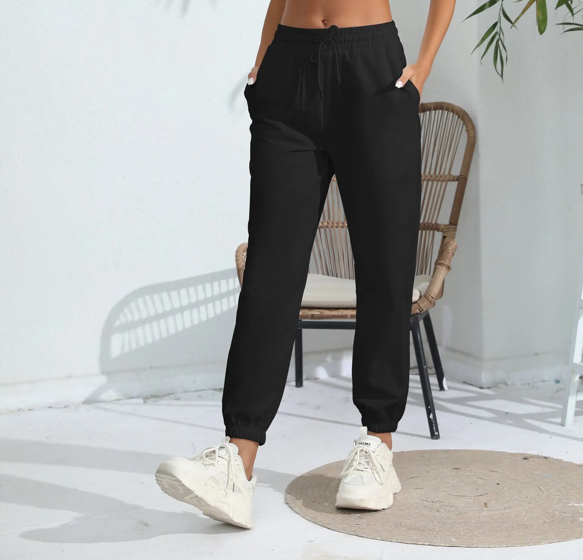 Black Fleece Lined Jogging Pants for Women — feature 22