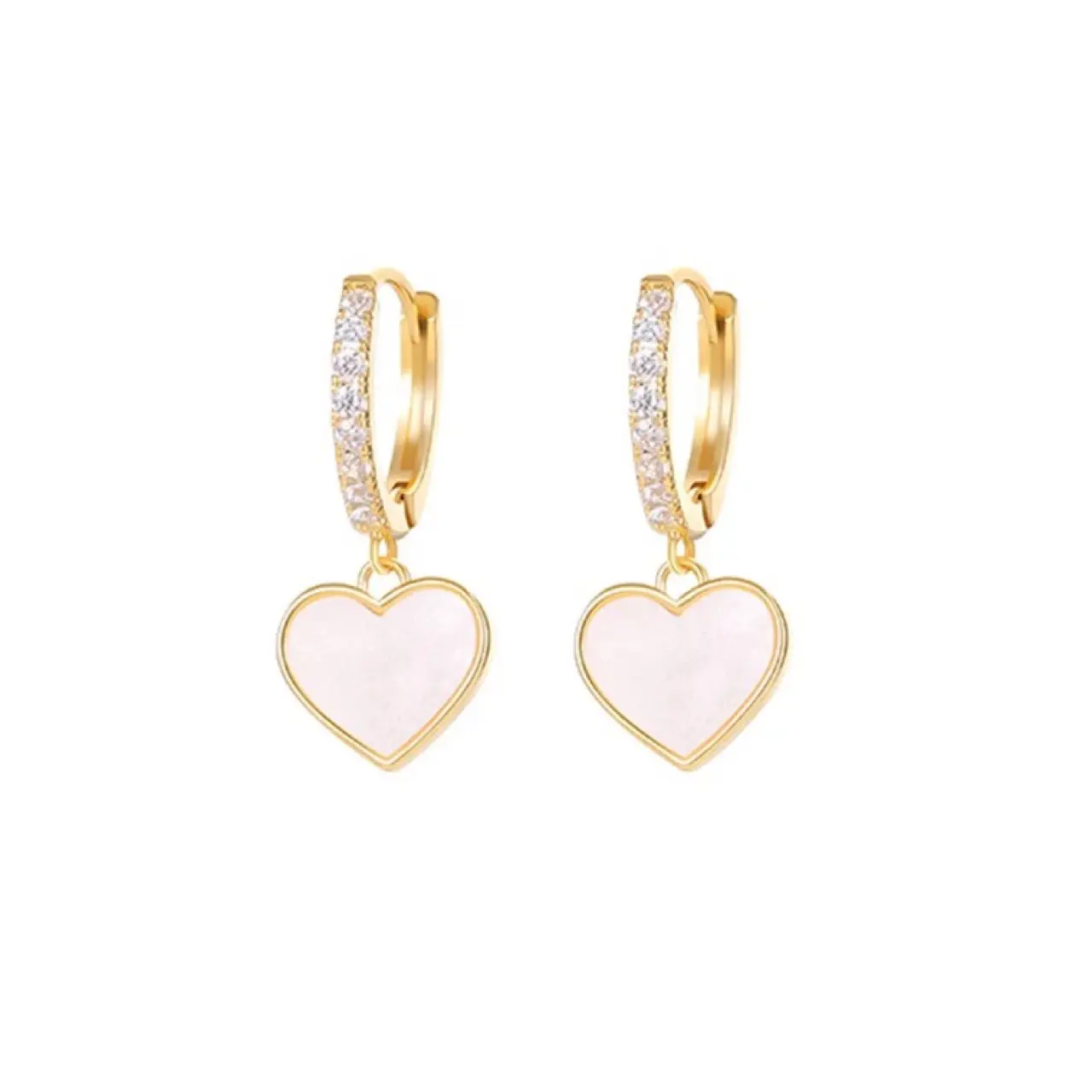Natural White Heart Earrings for Women with Micro-Setting Technology