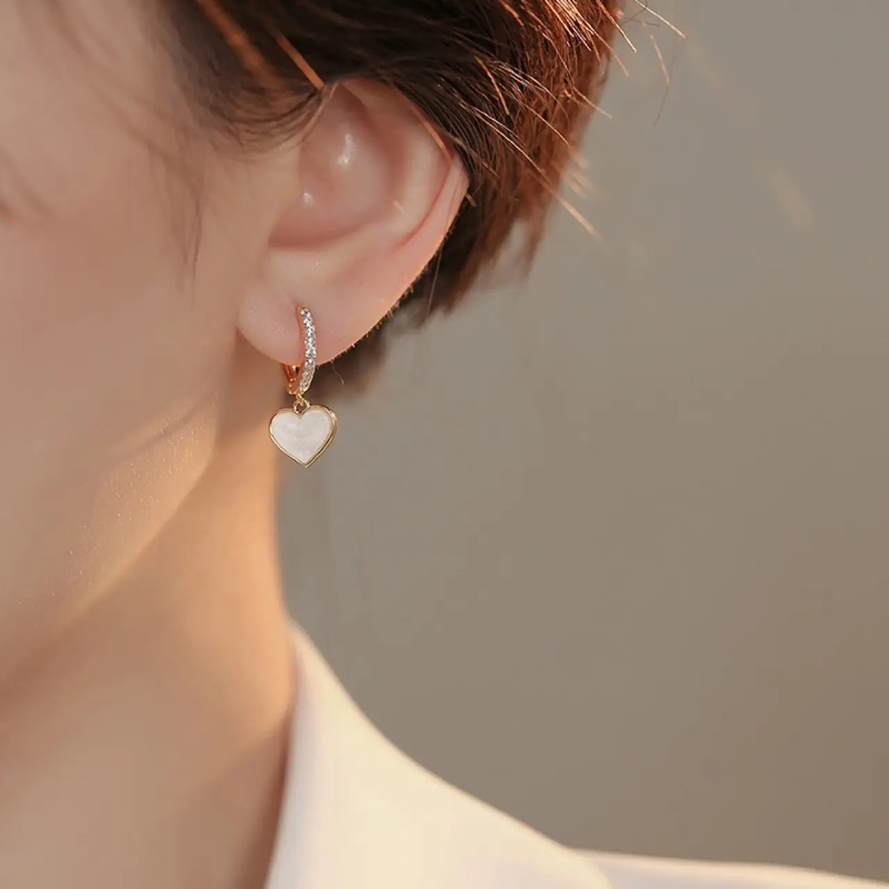 Natural White Heart Earrings for Women with Micro-Setting Technology — feature 6