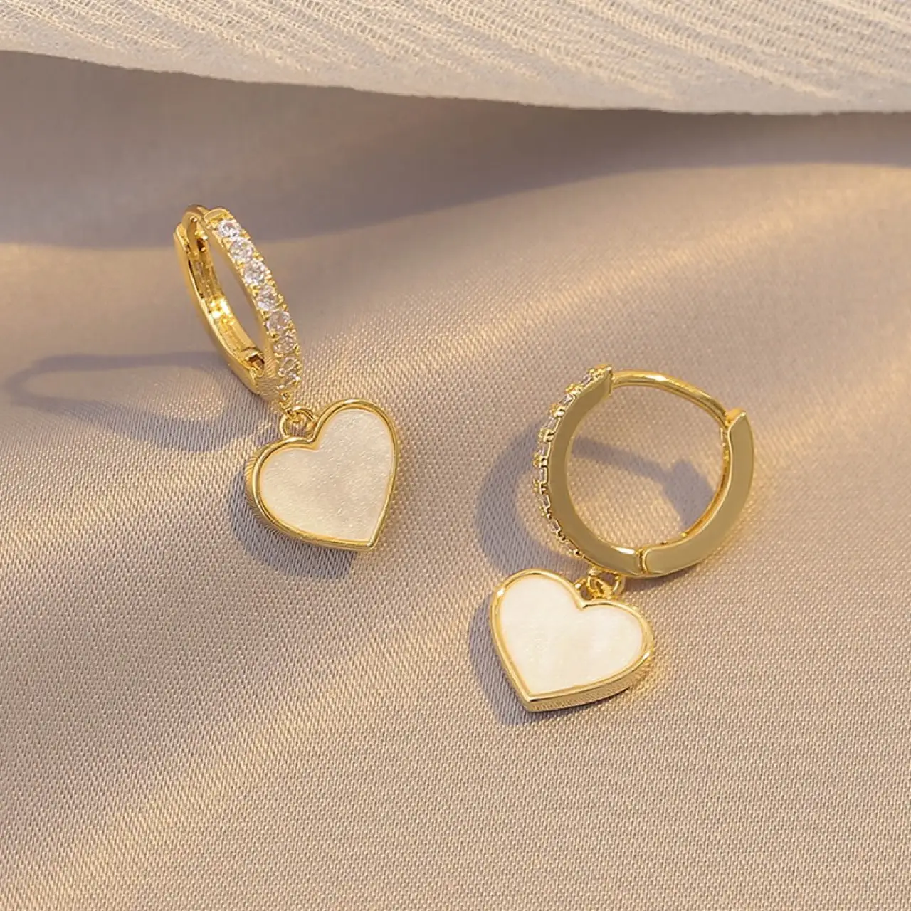 Natural White Heart Earrings for Women with Micro-Setting Technology — feature 9