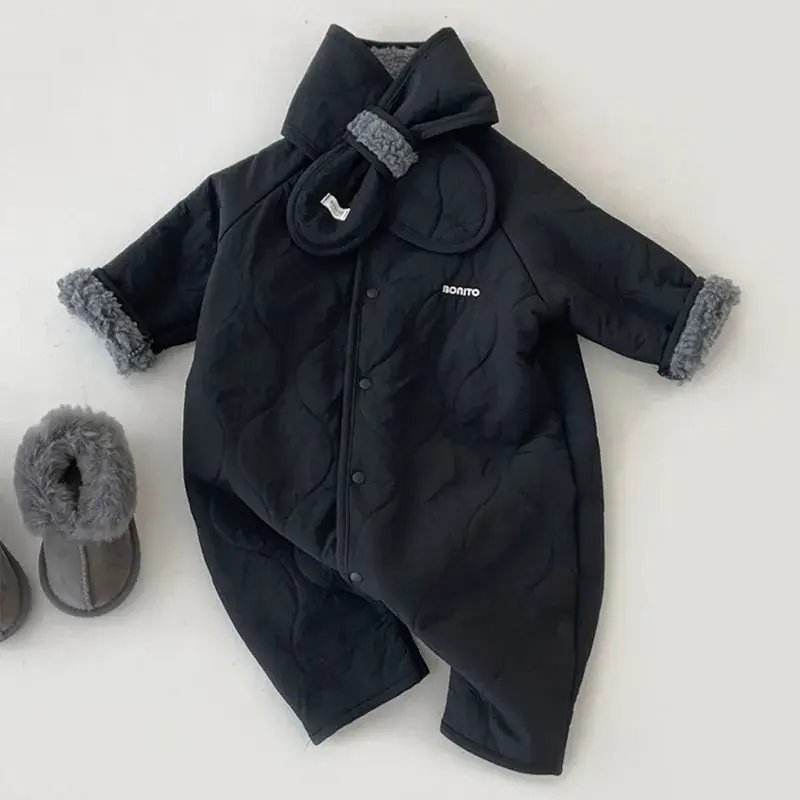 Korean Style Baby Fleece Lined Winter Climbing Suit Set - Image 7