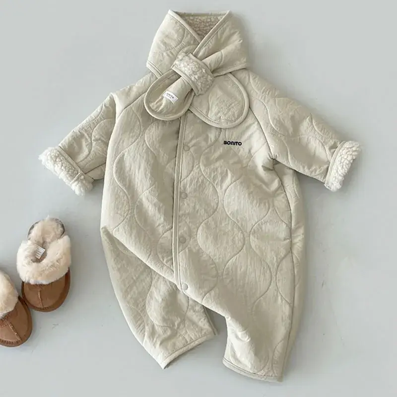 Korean Style Baby Fleece Lined Winter Climbing Suit Set — feature 2