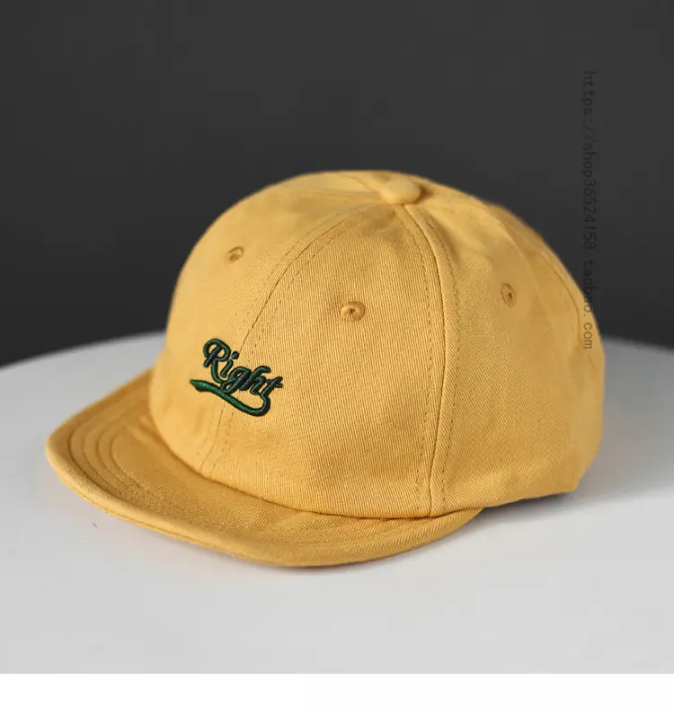 Yellow Cotton Baseball Cap with Crown Embroidery — feature 1