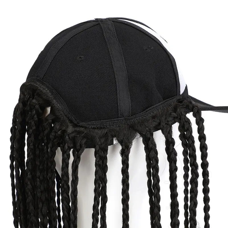 Black Long Straight Hair Cap with Dirty Braid Design