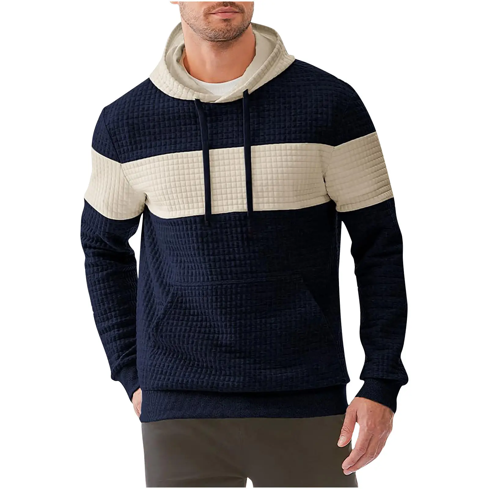 Men's Black Jacquard Hoodie Long Sleeve Winter Wear - Image 7