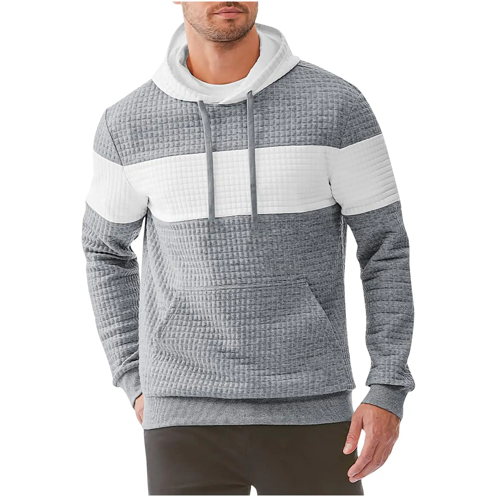 Men's Black Jacquard Hoodie Long Sleeve Winter Wear - Image 5