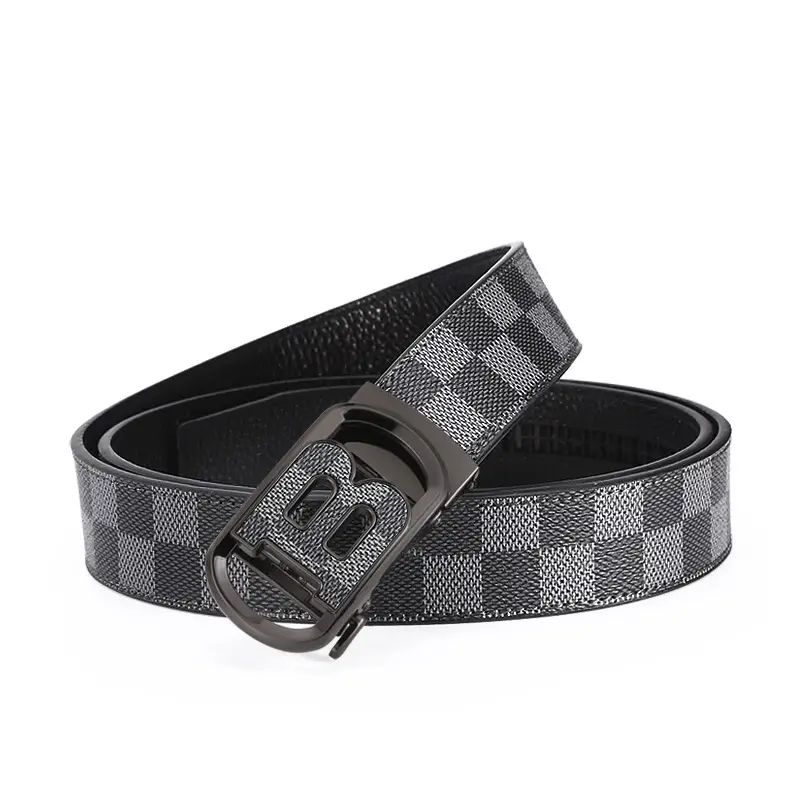 New Letter Men's Black Leather Belt with Gold Buckle - Image 4