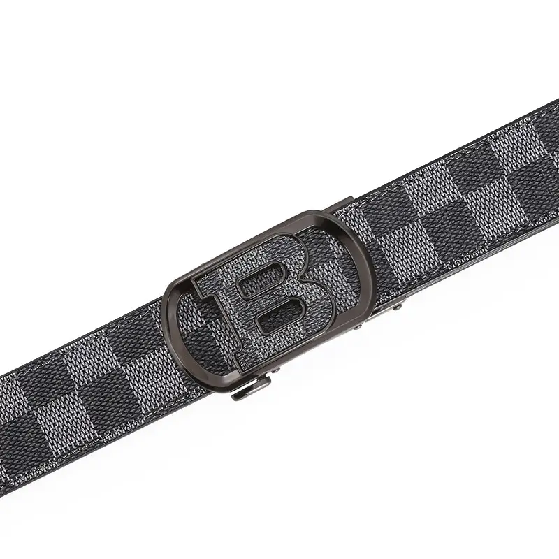 New Letter Men's Black Leather Belt with Gold Buckle - Image 8