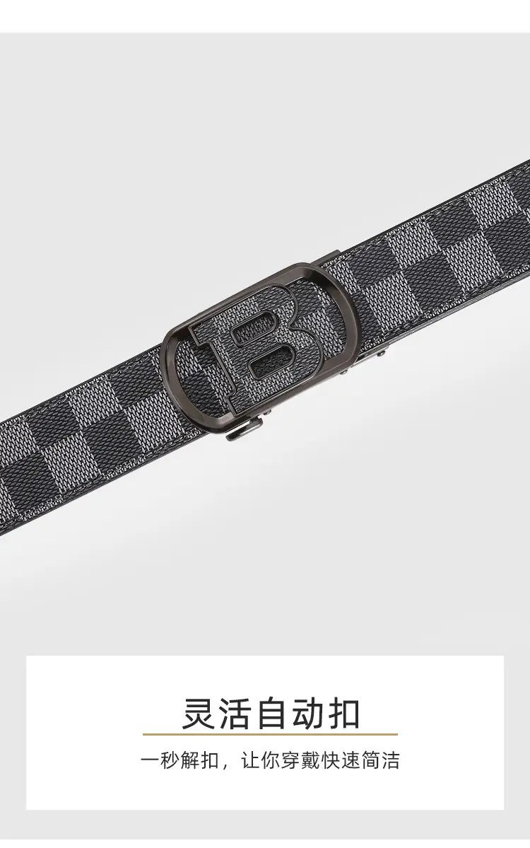 New Letter Men's Black Leather Belt with Gold Buckle β feature 4