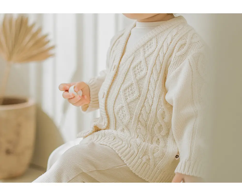 2026 Spring Baby Cable Knit Cardigan Coat Beige — feature 10