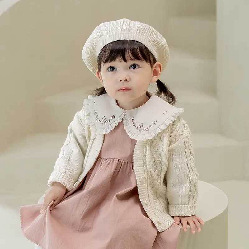 2026 Spring Baby Cable Knit Cardigan Coat Beige — feature 11