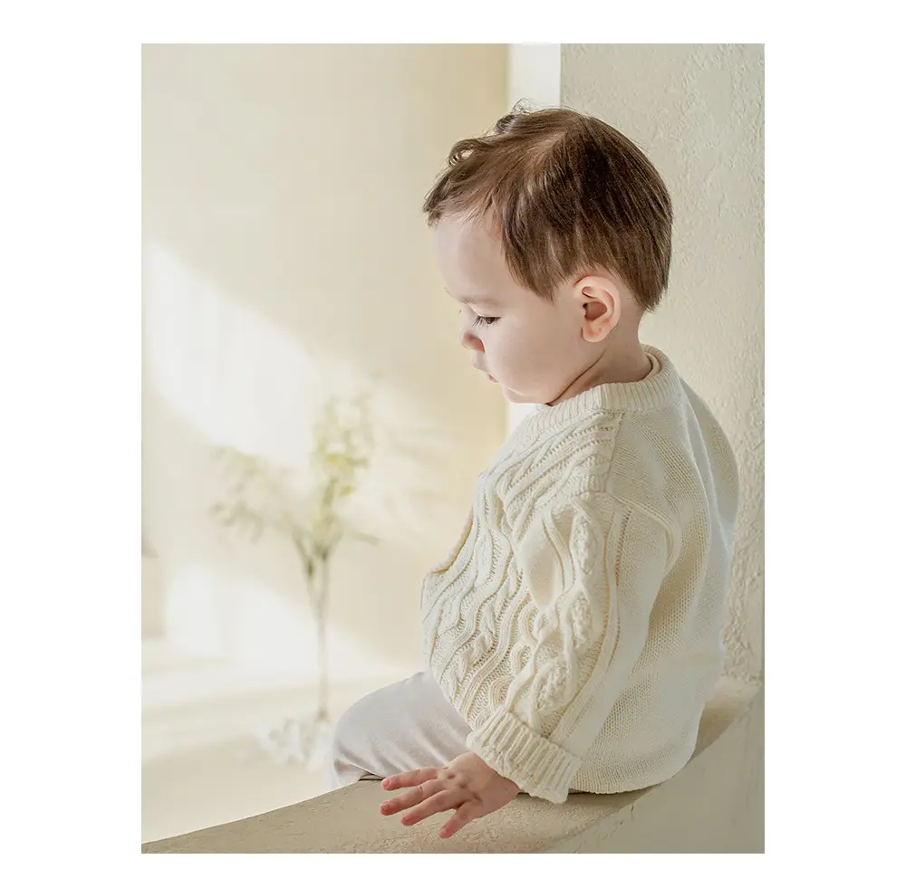 2026 Spring Baby Cable Knit Cardigan Coat Beige — feature 13