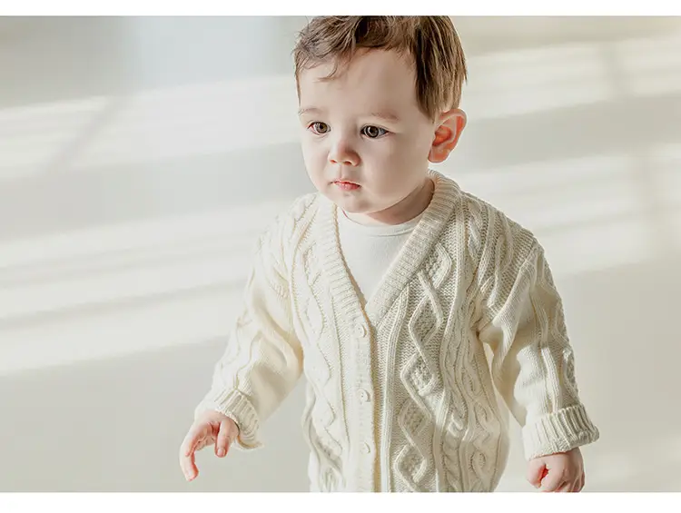 2026 Spring Baby Cable Knit Cardigan Coat Beige — feature 14