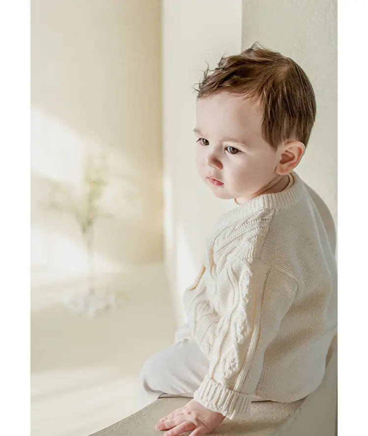 2026 Spring Baby Cable Knit Cardigan Coat Beige — feature 16