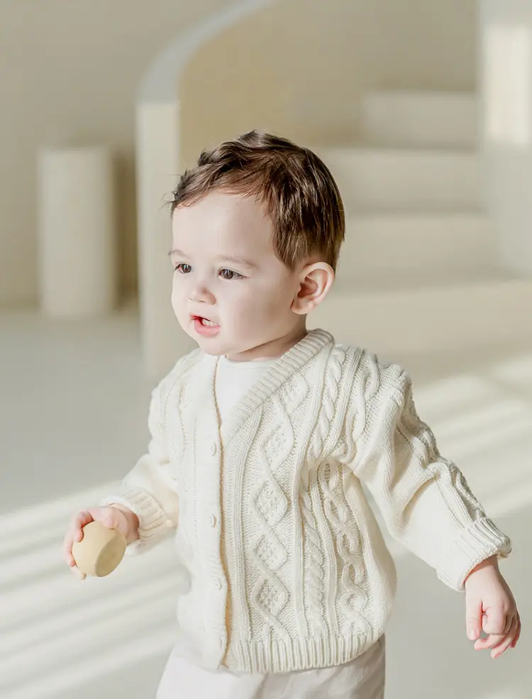 2026 Spring Baby Cable Knit Cardigan Coat Beige — feature 20