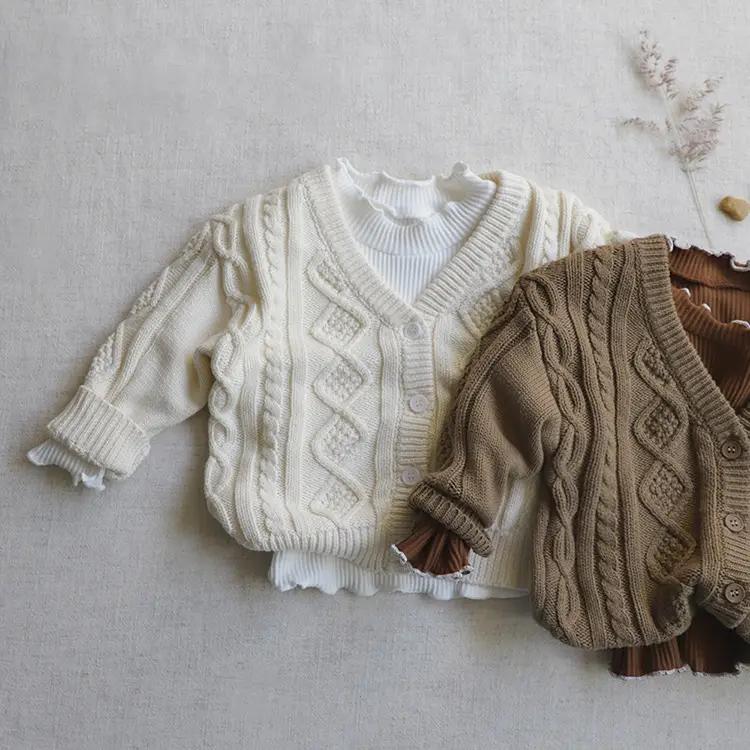 2026 Spring Baby Cable Knit Cardigan Coat Beige — feature 25