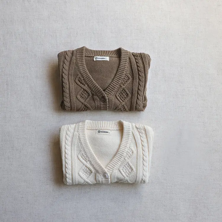 2026 Spring Baby Cable Knit Cardigan Coat Beige — feature 26