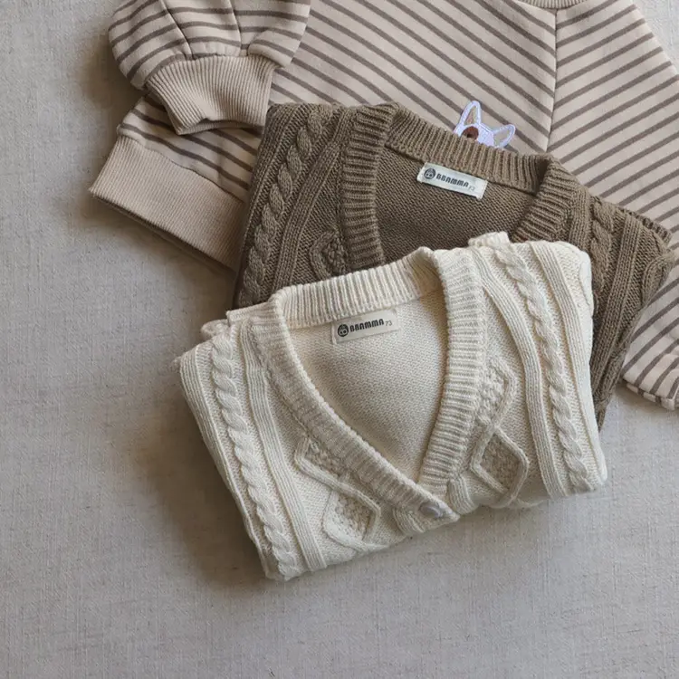 2026 Spring Baby Cable Knit Cardigan Coat Beige — feature 28