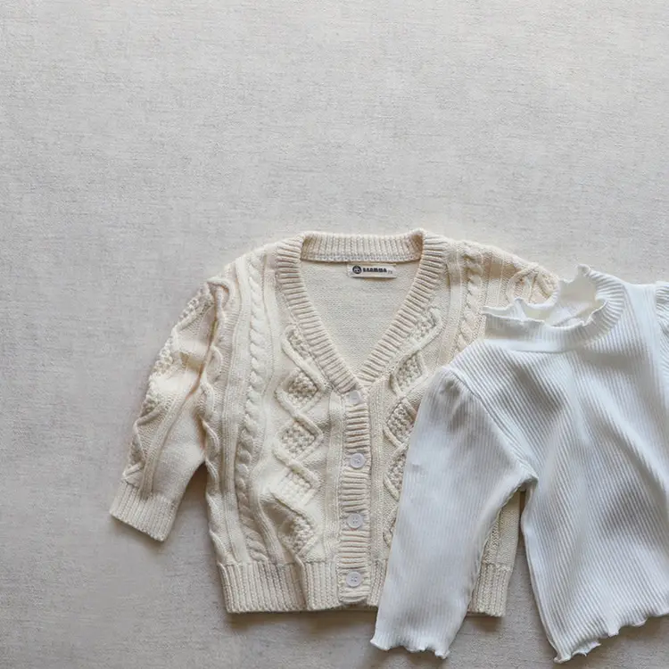 2026 Spring Baby Cable Knit Cardigan Coat Beige — feature 32