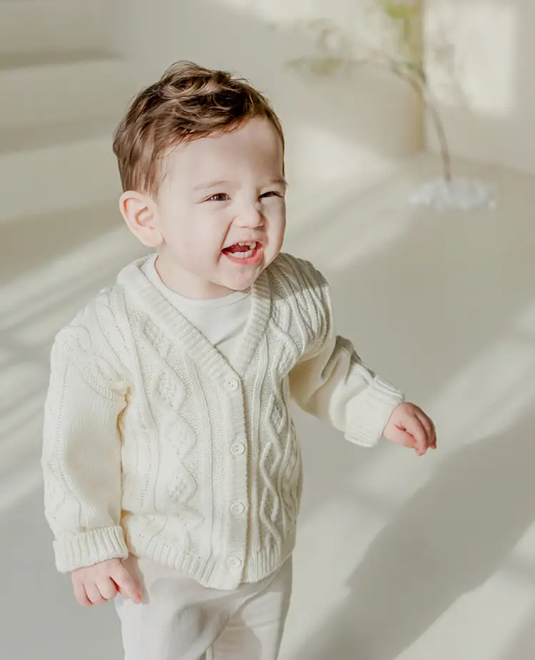 2026 Spring Baby Cable Knit Cardigan Coat Beige — feature 7