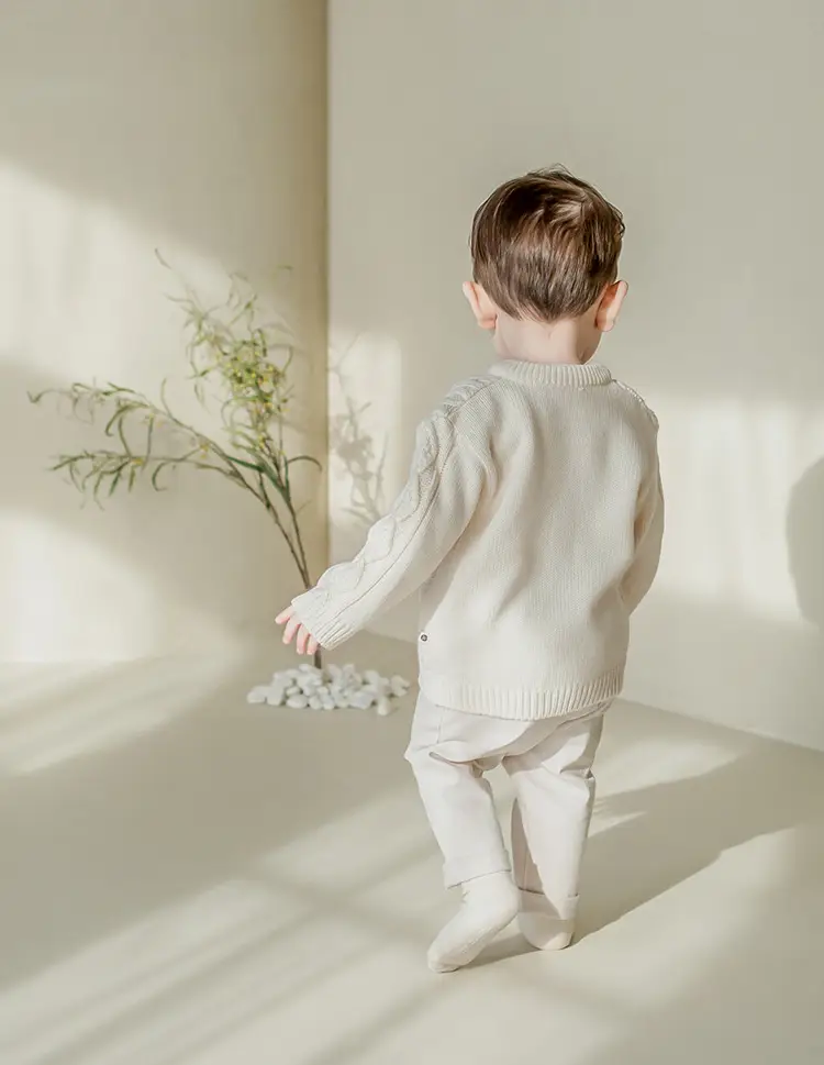 2026 Spring Baby Cable Knit Cardigan Coat Beige — feature 8