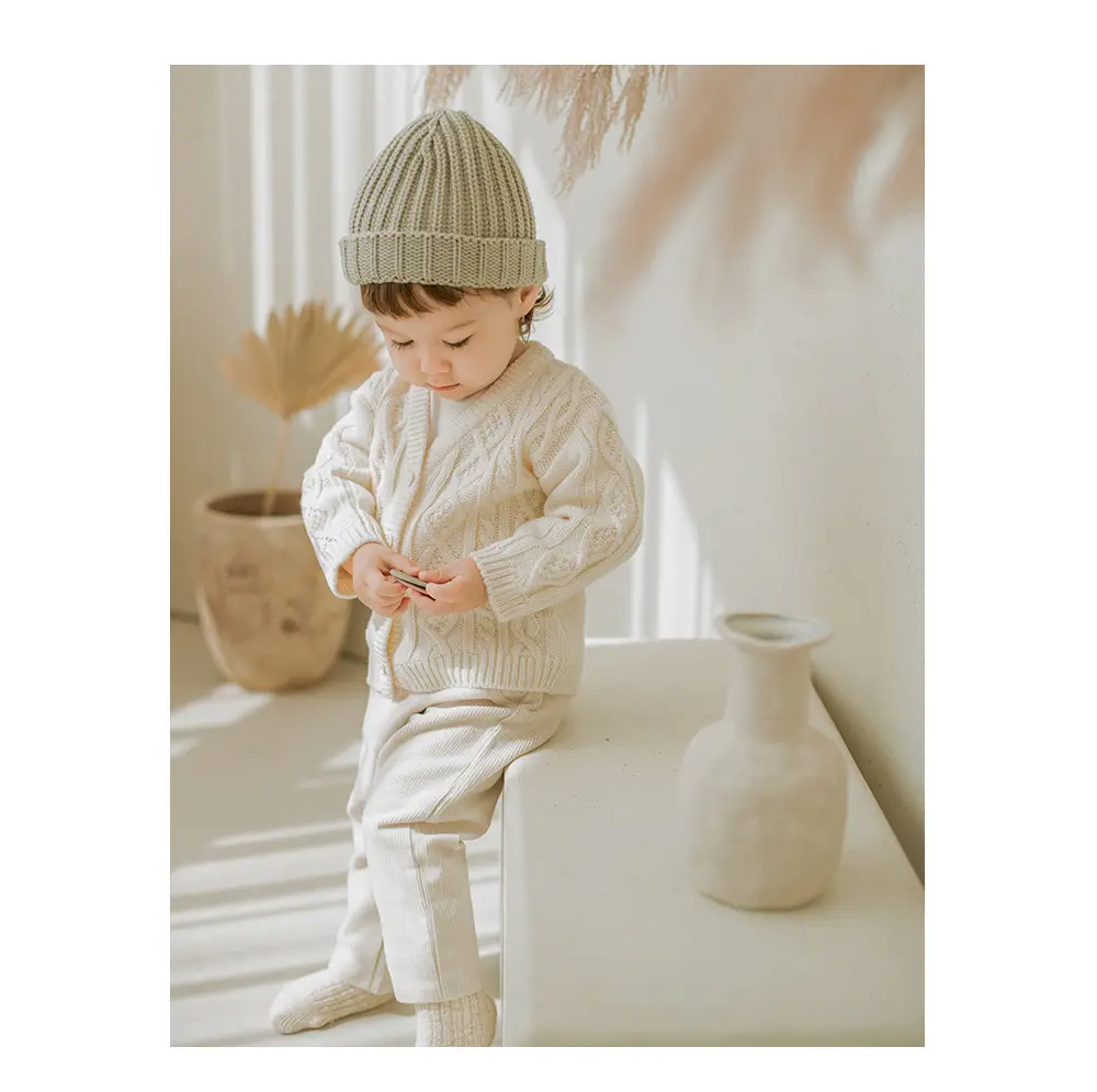 2026 Spring Baby Cable Knit Cardigan Coat Beige — feature 9