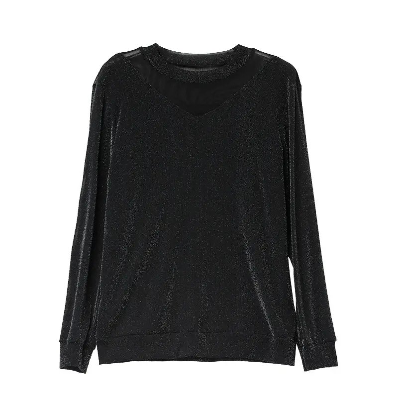 Black Long Sleeve Mesh Turtleneck for Women Large - Image 6