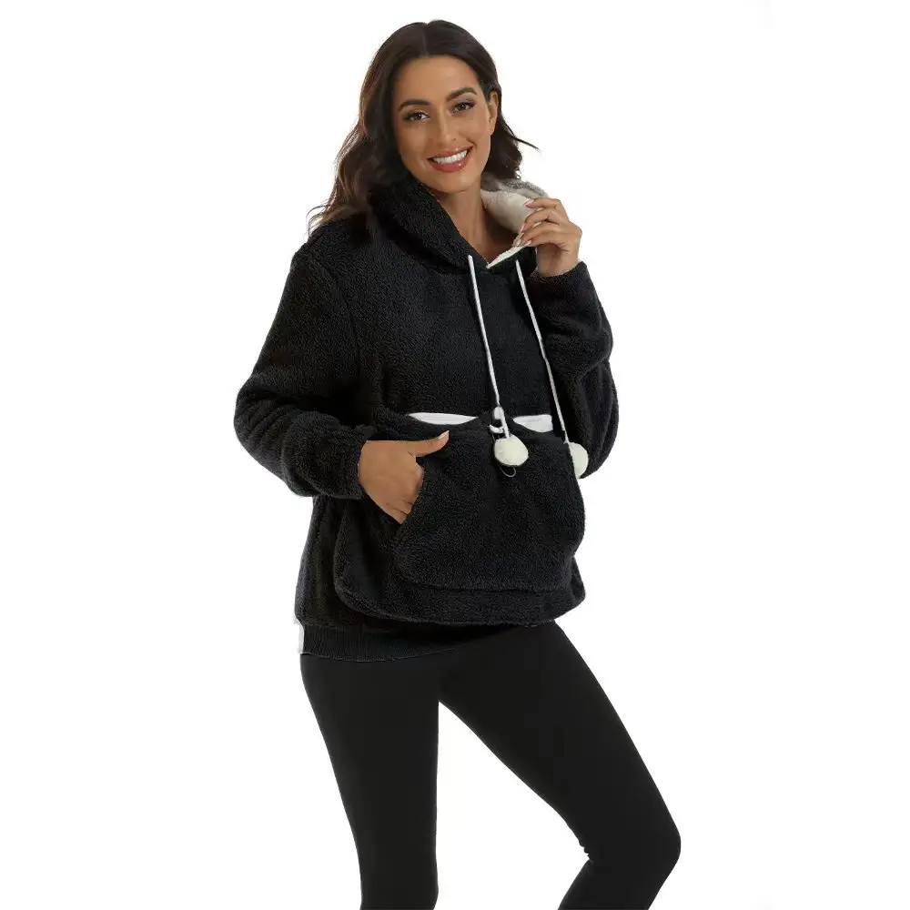 Gray Fleece Hooded Sweatshirt with Large Pocket - Image 8