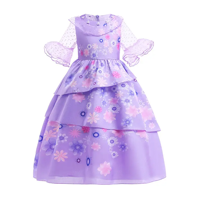 Purple Floral Princess Dress for Girls Children's Clothing — feature 3