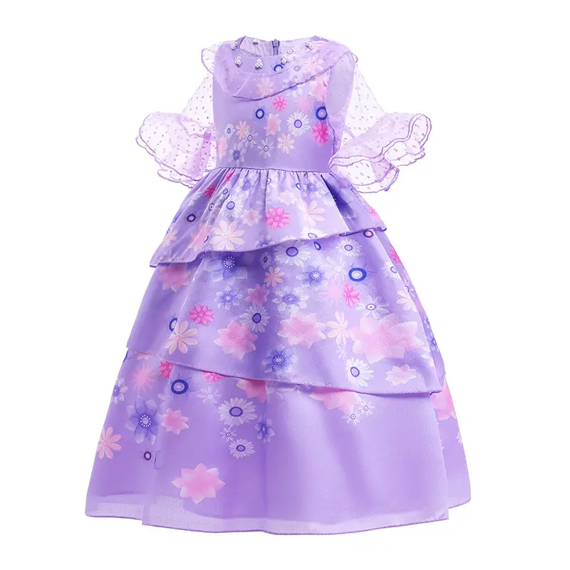 Purple Floral Princess Dress for Girls Children's Clothing — feature 4
