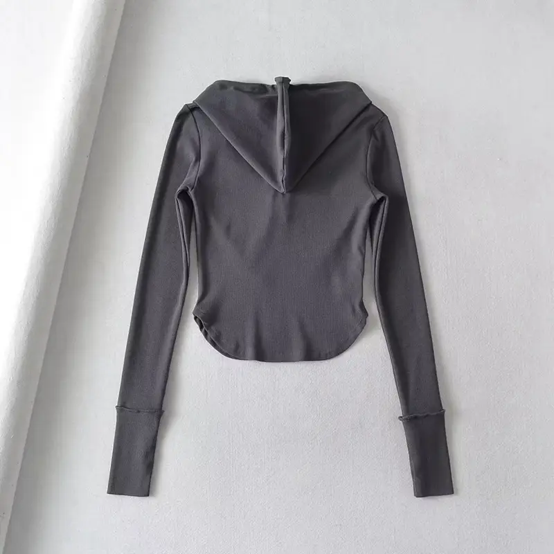 Women's Long Sleeve Hooded T-Shirt Cream Small