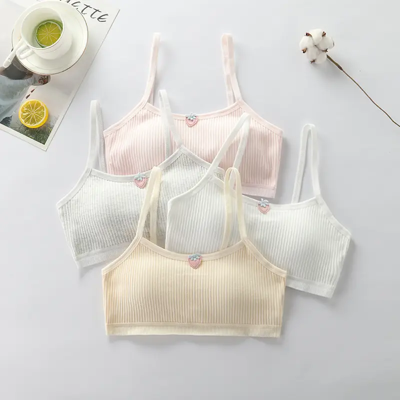 Pure Cotton Fixed Cup Bra Development Period 10-18 Years Old Girls Sling Tube Top Big Kids Girls Vest Sports Underwear