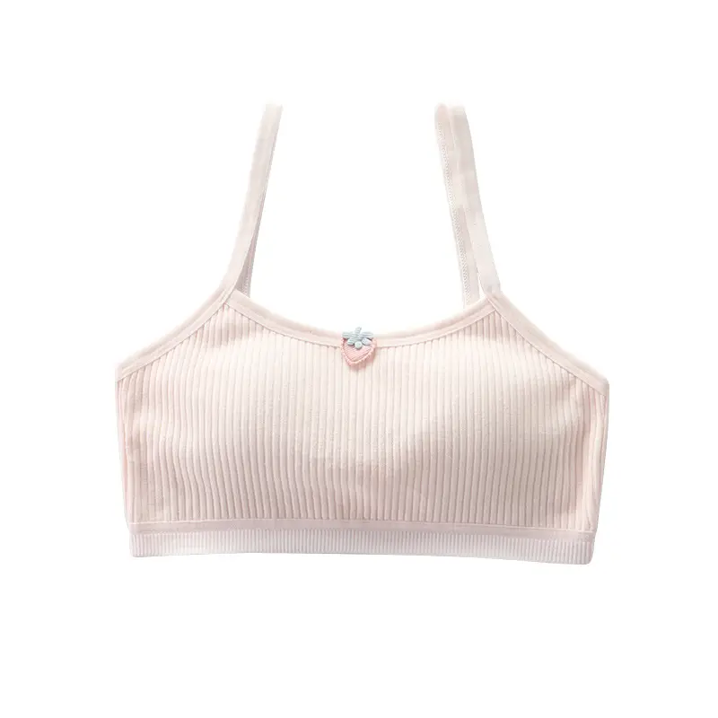 Pure Cotton Fixed Cup Bra Development Period 10-18 Years Old Girls Sling Tube Top Big Kids Girls Vest Sports Underwear
