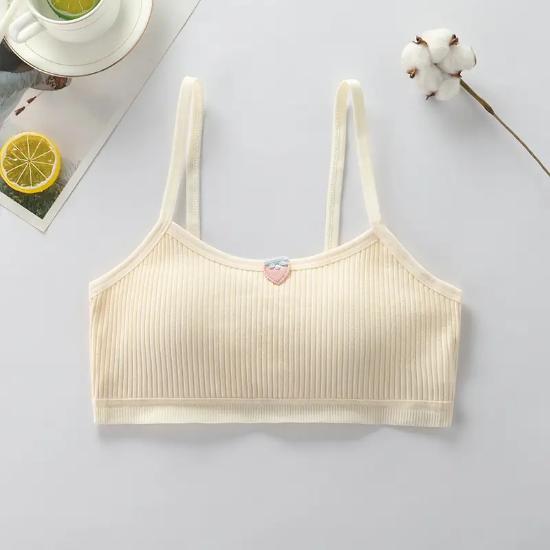Pure Cotton Fixed Cup Bra Development Period 10-18 Years Old Girls Sling Tube Top Big Kids Girls Vest Sports Underwear