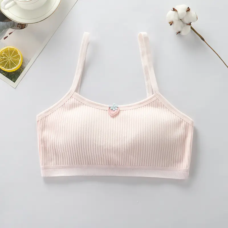 Pure Cotton Fixed Cup Bra Development Period 10-18 Years Old Girls Sling Tube Top Big Kids Girls Vest Sports Underwear