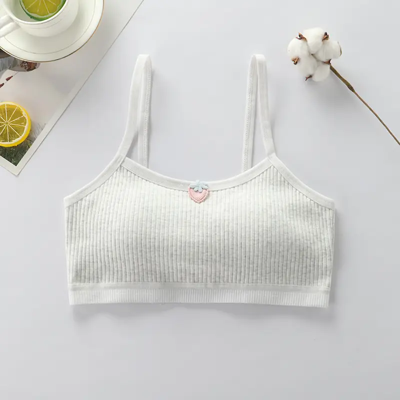 Pure Cotton Fixed Cup Bra Development Period 10-18 Years Old Girls Sling Tube Top Big Kids Girls Vest Sports Underwear