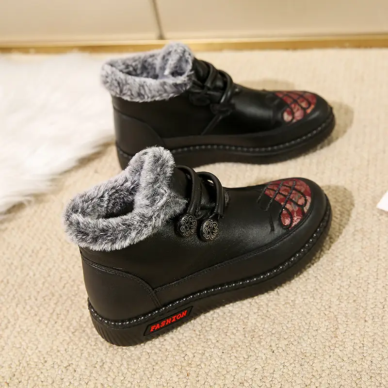 26Th Winter New Collection Old Beijing Cloth Shoes for Women, Cotton Shoes, Warm and Fleece-Lined, Slip-On Mid-Calf Mom Shoes, Fashionable Snow Boots - Image 6