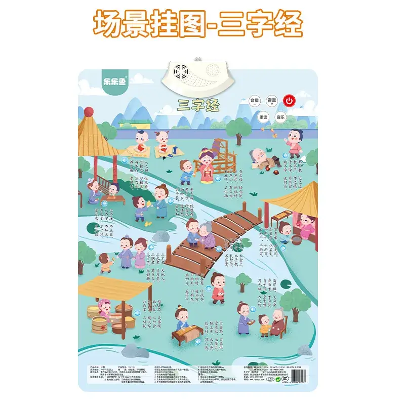 Scene Wall Chart Three-character Sutra Battery Hook