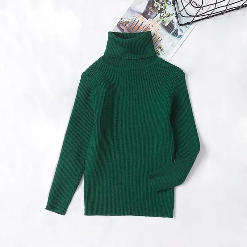 Light Blue High Neck Knitted Pullover for Kids - Image 6
