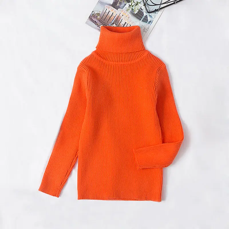 Light Blue High Neck Knitted Pullover for Kids - Image 9