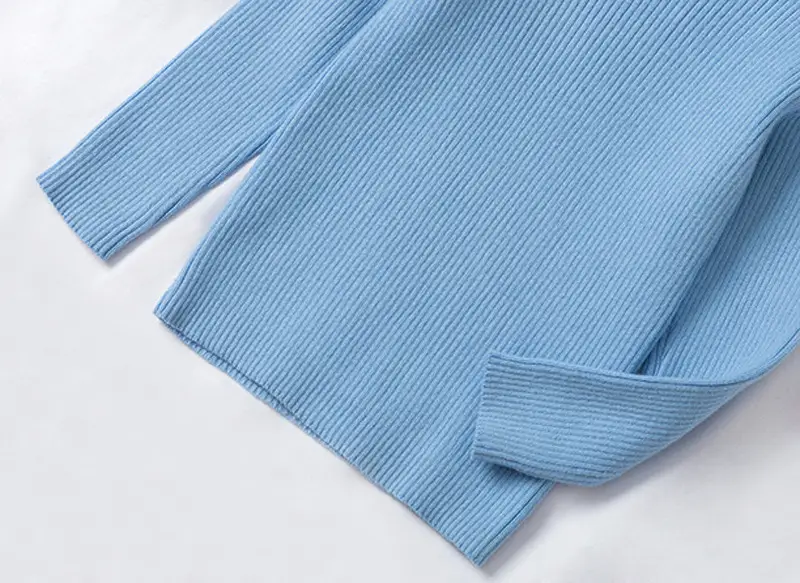 Light Blue High Neck Knitted Pullover for Kids — feature 11