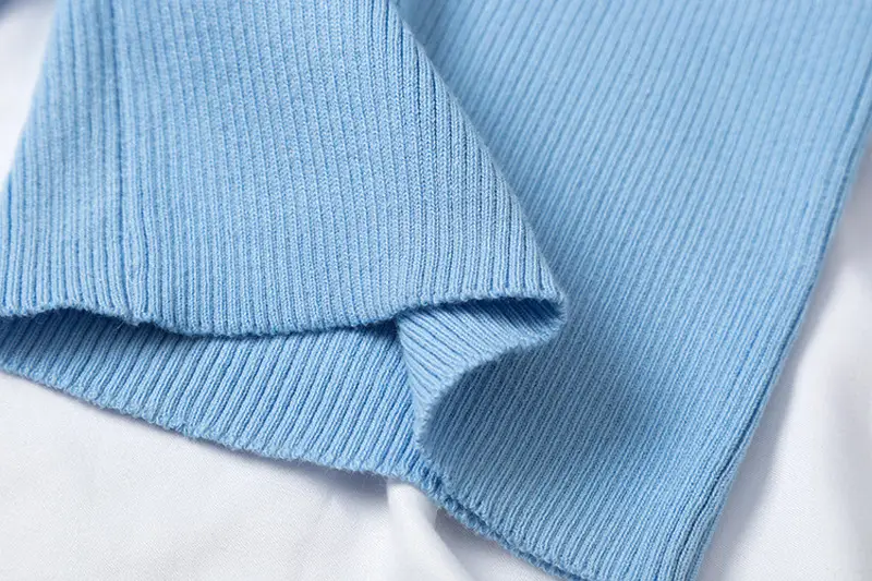 Light Blue High Neck Knitted Pullover for Kids — feature 13