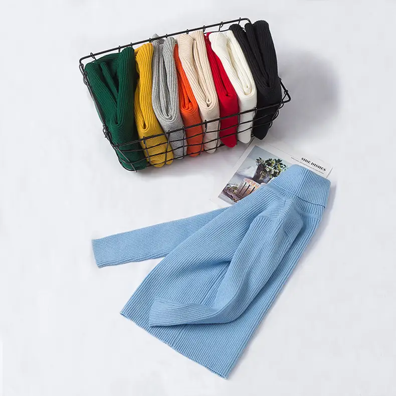 Light Blue High Neck Knitted Pullover for Kids — feature 2